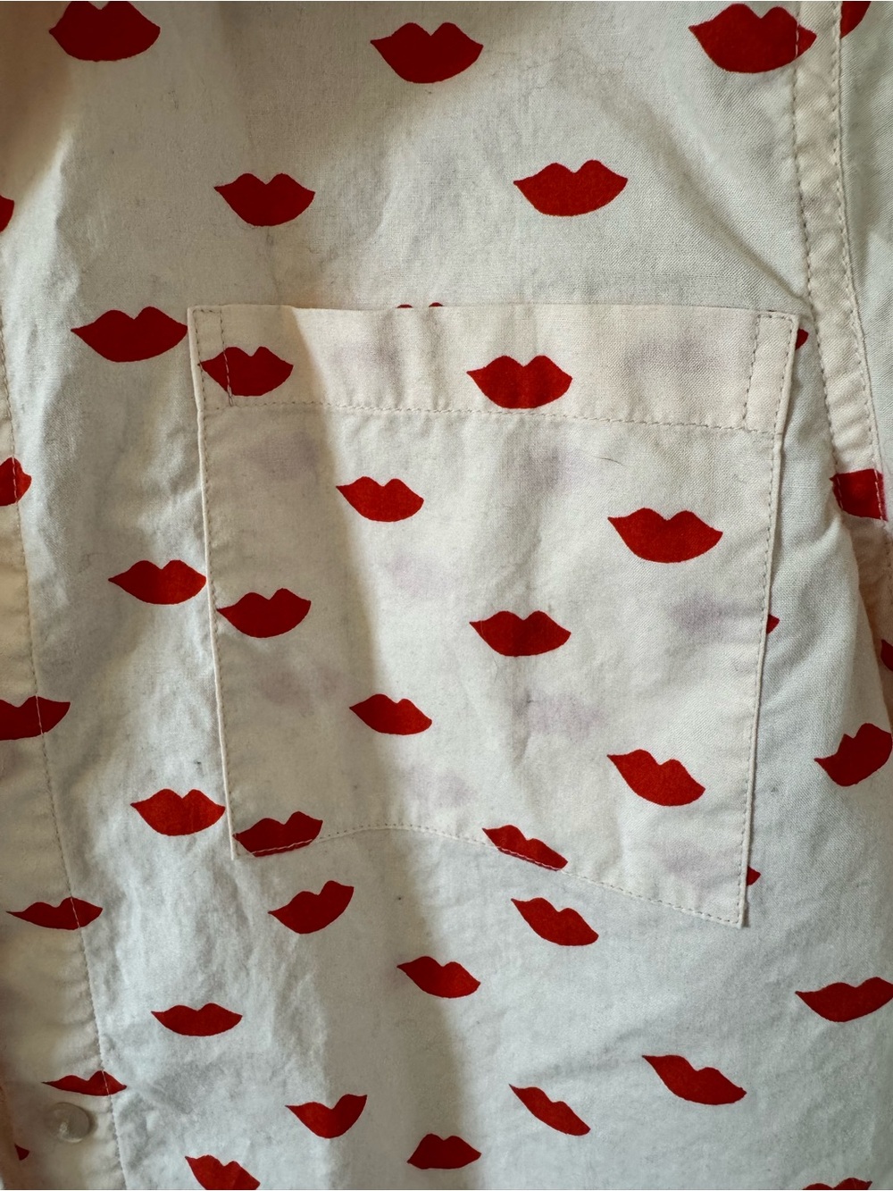 Clare V Button-Down Shirt with Red Lip Print - Picture 3 of 6